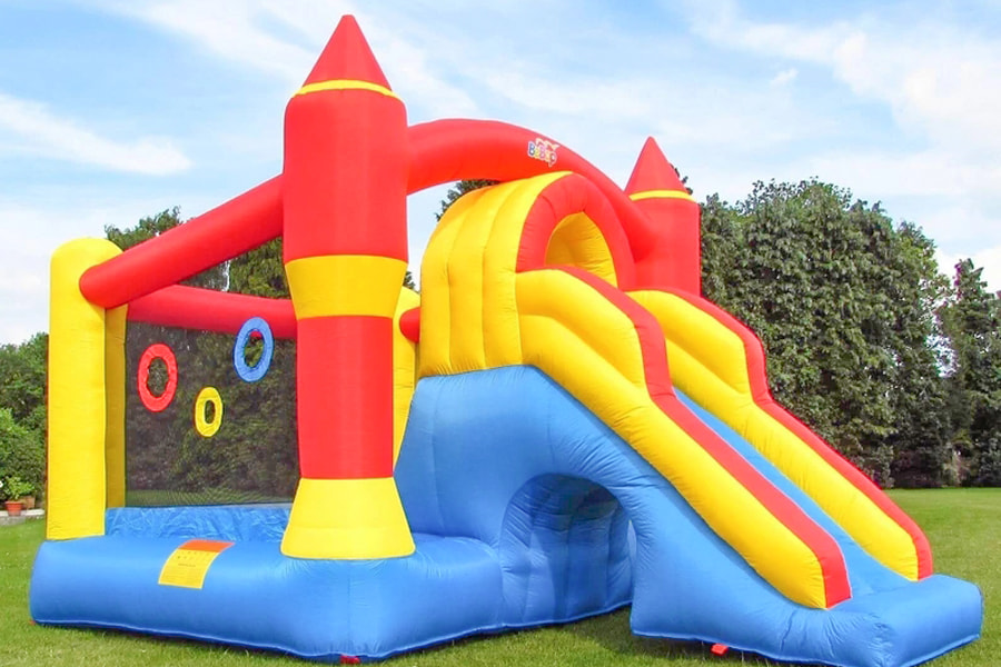 Pvc Commercial Inflatable Bounce House กระโดดปราสาท Bouncy กับสไลด์น้ำ PVC Inflatable Toy Cloth